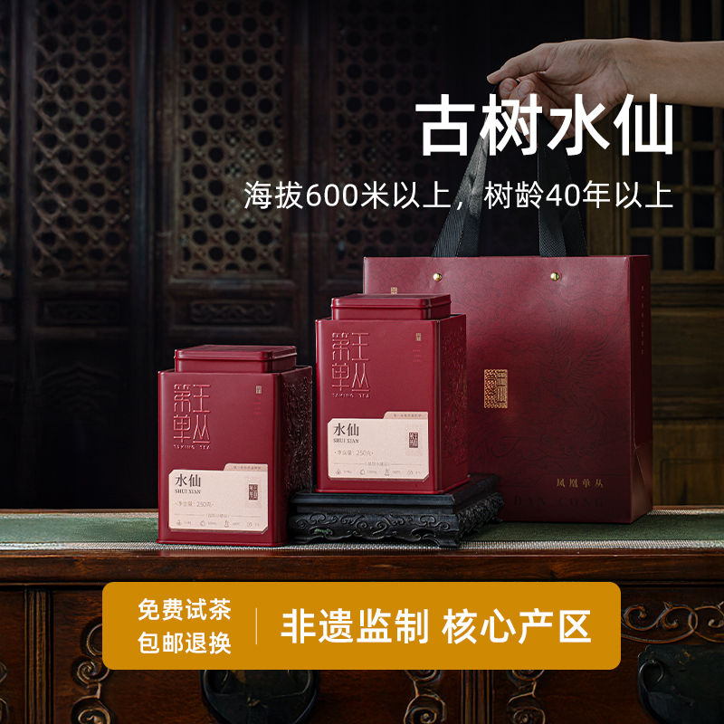 2025潮州凤凰单丛水仙树龄40年海拔600米凤凰单枞茶送礼盒一斤装