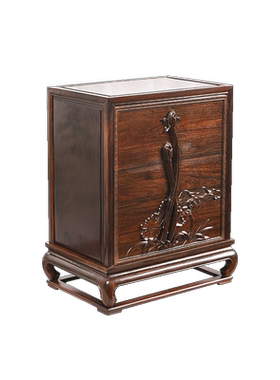 天纵大红酸枝莲花五斗柜