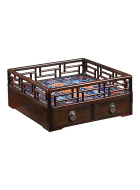 天纵大红酸枝嵌景泰蓝都承盘