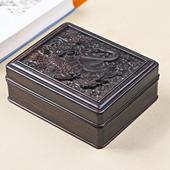 天纵紫光檀雕玄武线条盒红木珠宝手表饰品盒实木印章收藏小方盒