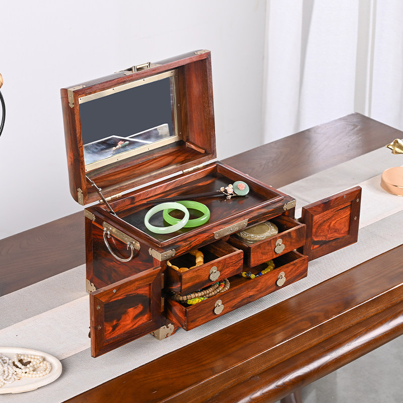 天纵大红酸枝浮铜嫦娥奔月镜箱