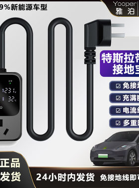 特斯拉带线款接地宝 model 3/Y/X/S新能源电车免接地线充电器插座