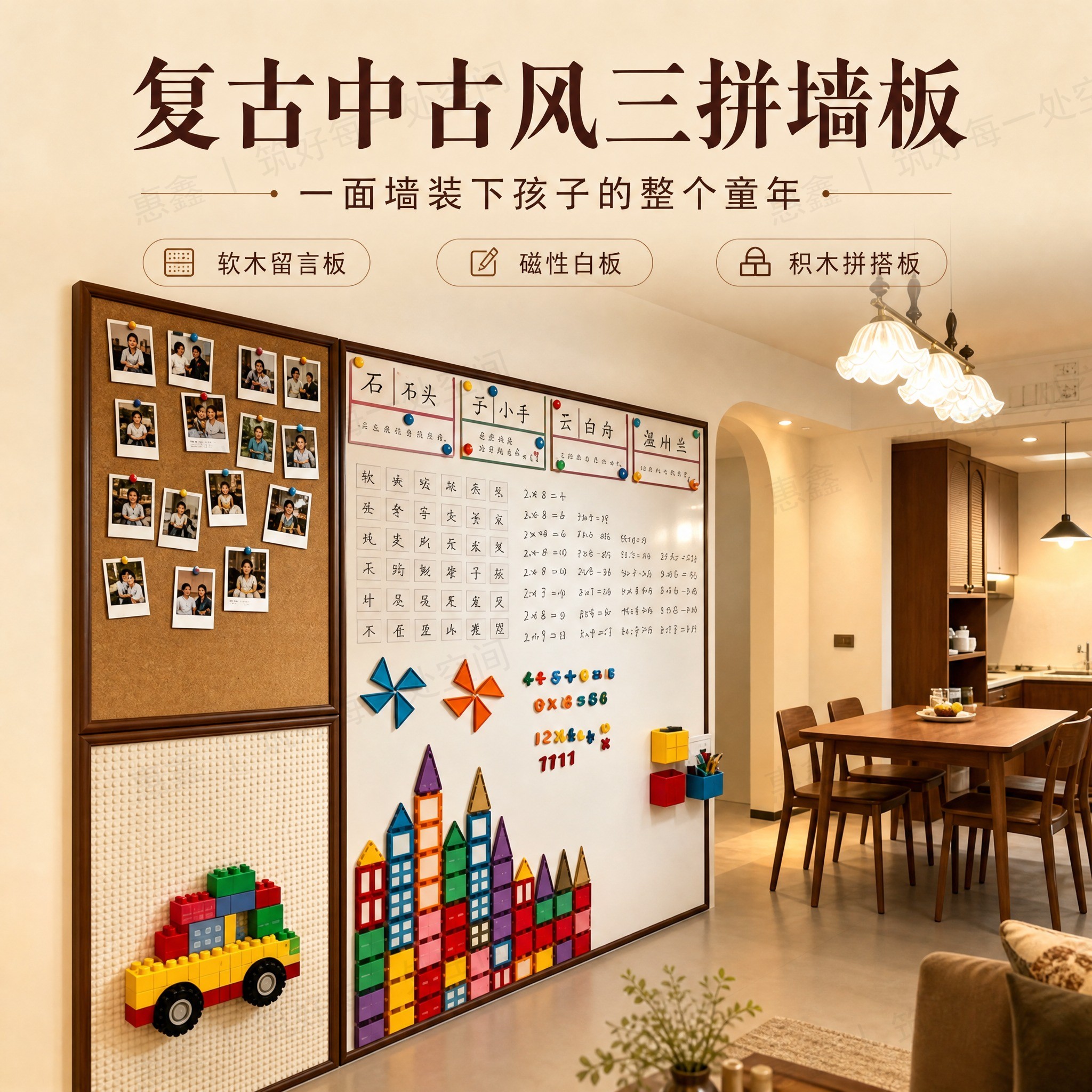 惠鑫三合一磁性软木白板可定制图片