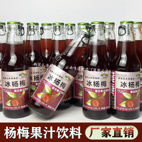 杨梅果汁饮料夏天冰爽口玻璃瓶葡萄原汁整箱特价批发外卖餐饮料品