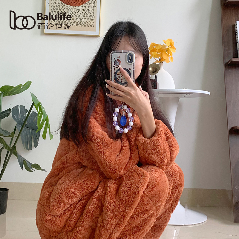 佰伦世家冬季夹棉睡袍冬季加厚款