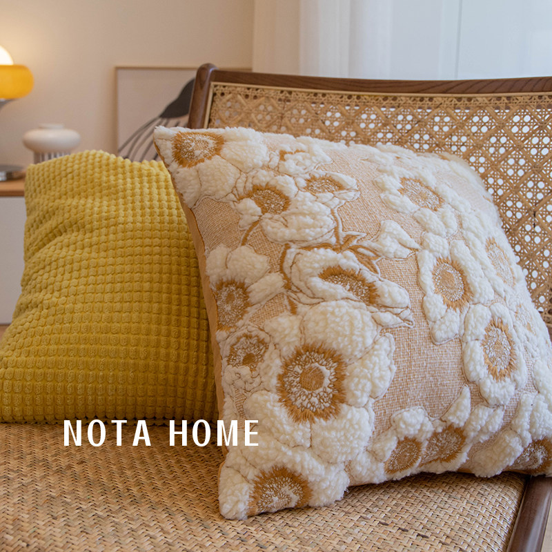 北欧田园刺绣抱枕黄色枕套客厅沙发靠垫床上睡觉枕套方形车用靠枕,居家布艺,靠垫/抱枕,淘宝优惠券,粉丝福利购,淘宝优惠卷