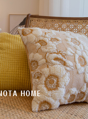 北欧田园刺绣抱枕黄色枕套客厅沙发靠垫床上睡觉枕套方形车用靠枕