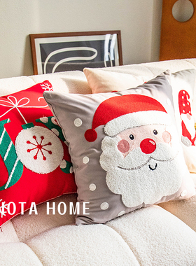圣诞节日抱枕红色枕套民宿装饰靠垫喜庆客厅沙发靠枕轻奢车载抱枕