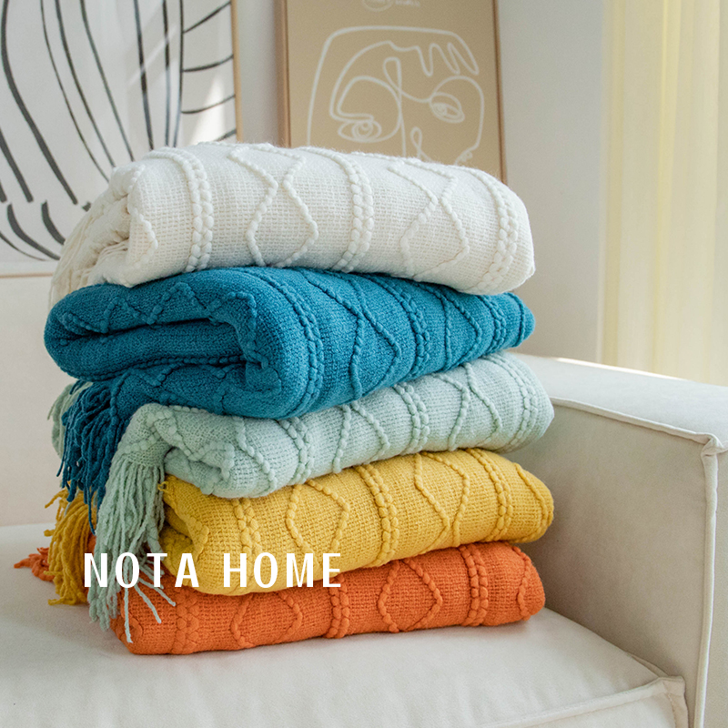 北欧现代简约沙发装饰毯彩色盖毯