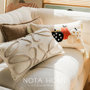 北欧风枕套刺绣抱枕南瓜长条腰枕样板间轻奢腰靠垫高级感超软靠枕