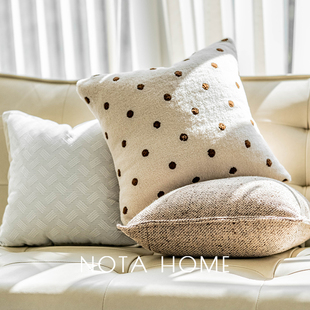 卡其色波点抱枕套中古风抱枕酒店软装靠垫新家客厅沙发奶油风腰枕