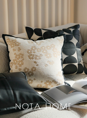 现代简约抱枕黑色皮质沙发靠枕懒人沙发腰枕新家软装枕套车用方枕