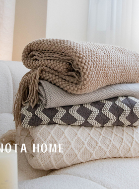 北欧风毛毯沙发毯双人盖毯单人披肩办公室午休毯民宿床尾巾针织毯