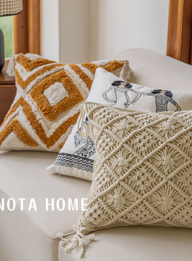 簇绒抱枕民宿靠垫手工编制靠枕客厅沙发抱枕套汽车护腰民族风腰枕