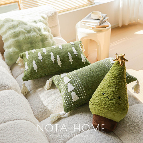 圣诞节抱枕小清新绿色枕套高级感