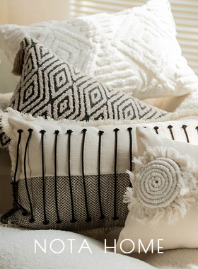 北欧腰枕ins风腰靠复古簇绒抱枕车载靠垫民宿酒店软装沙发靠枕套
