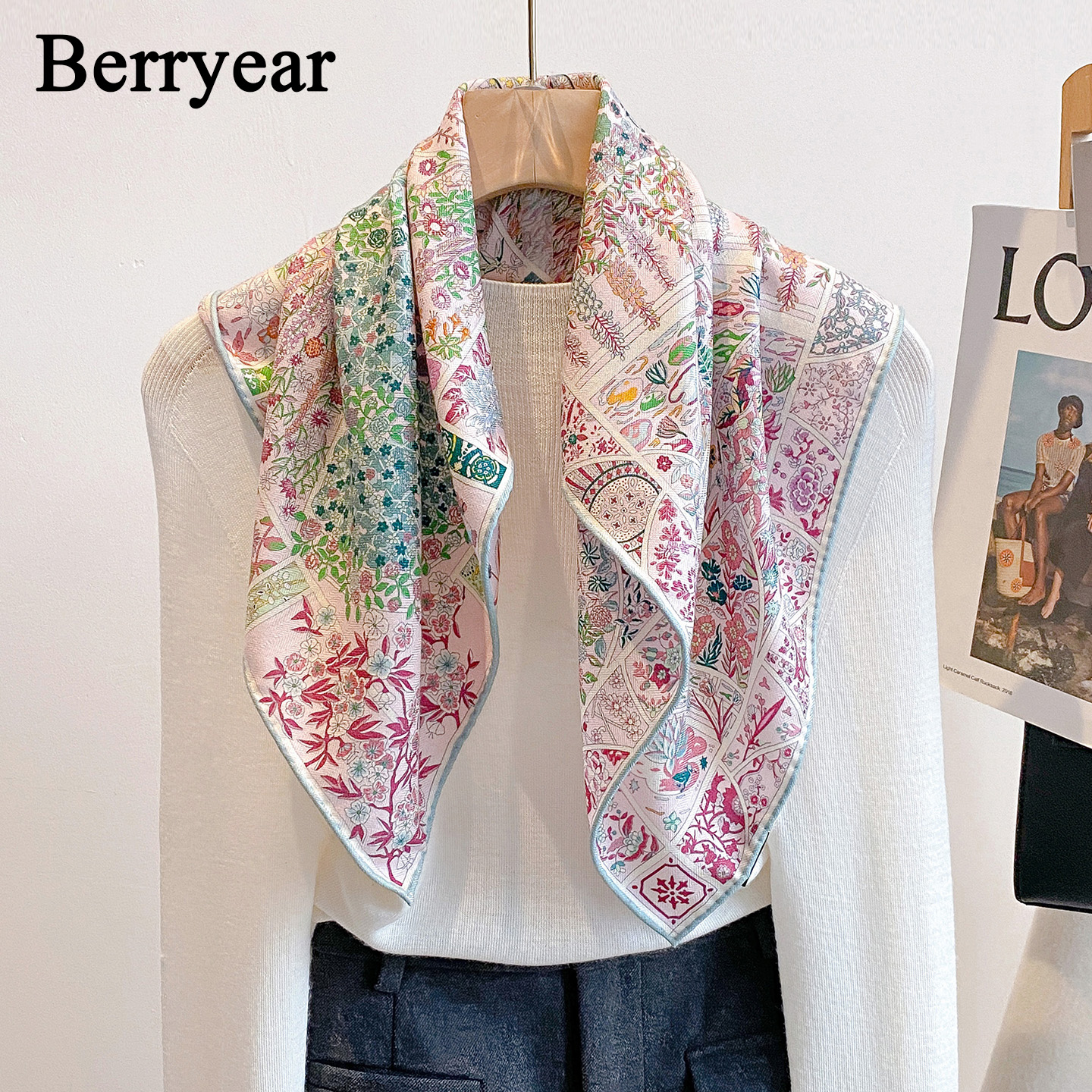 真丝羊毛围巾丝巾方巾女丝毛披肩