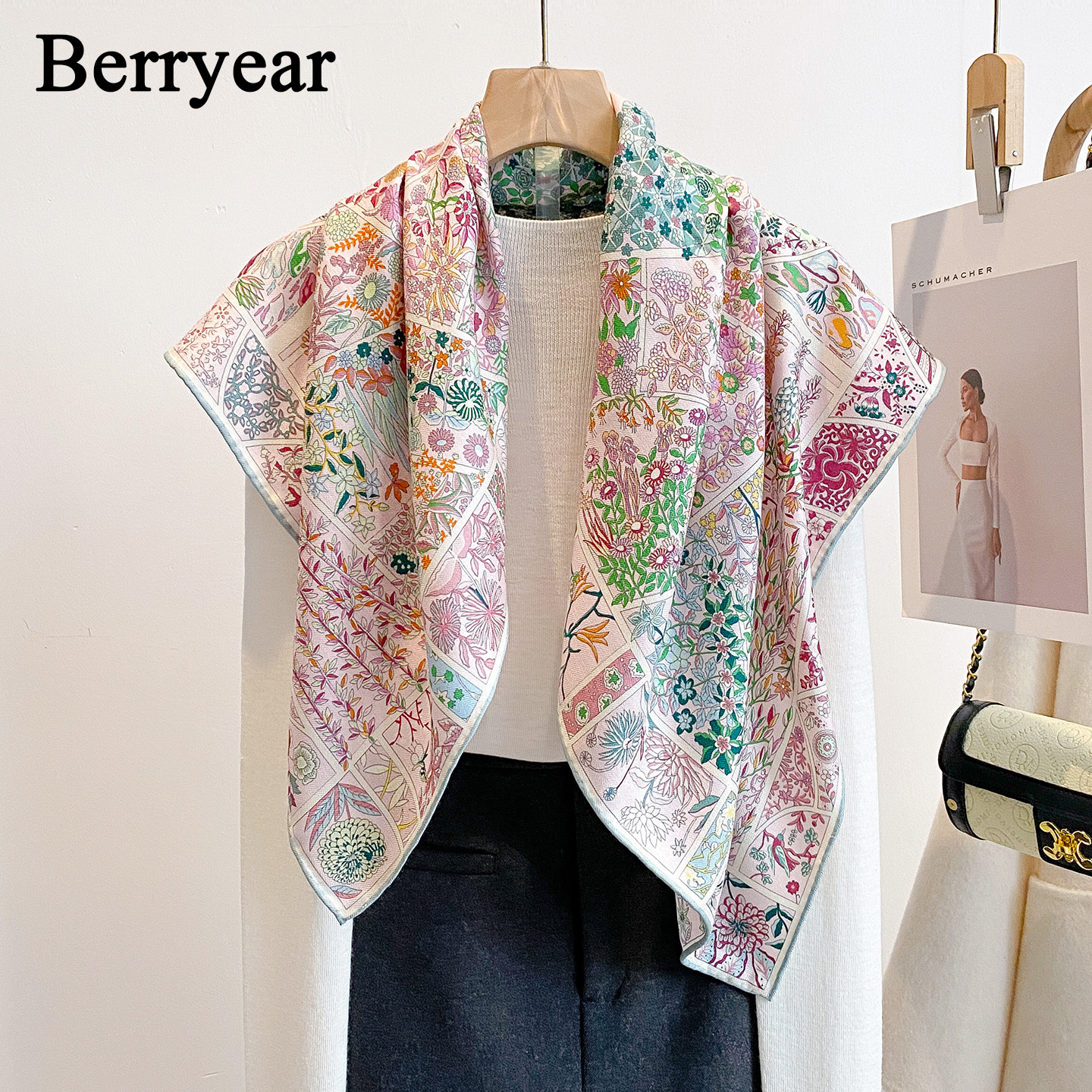 真丝羊毛围巾丝巾披肩女外搭方巾