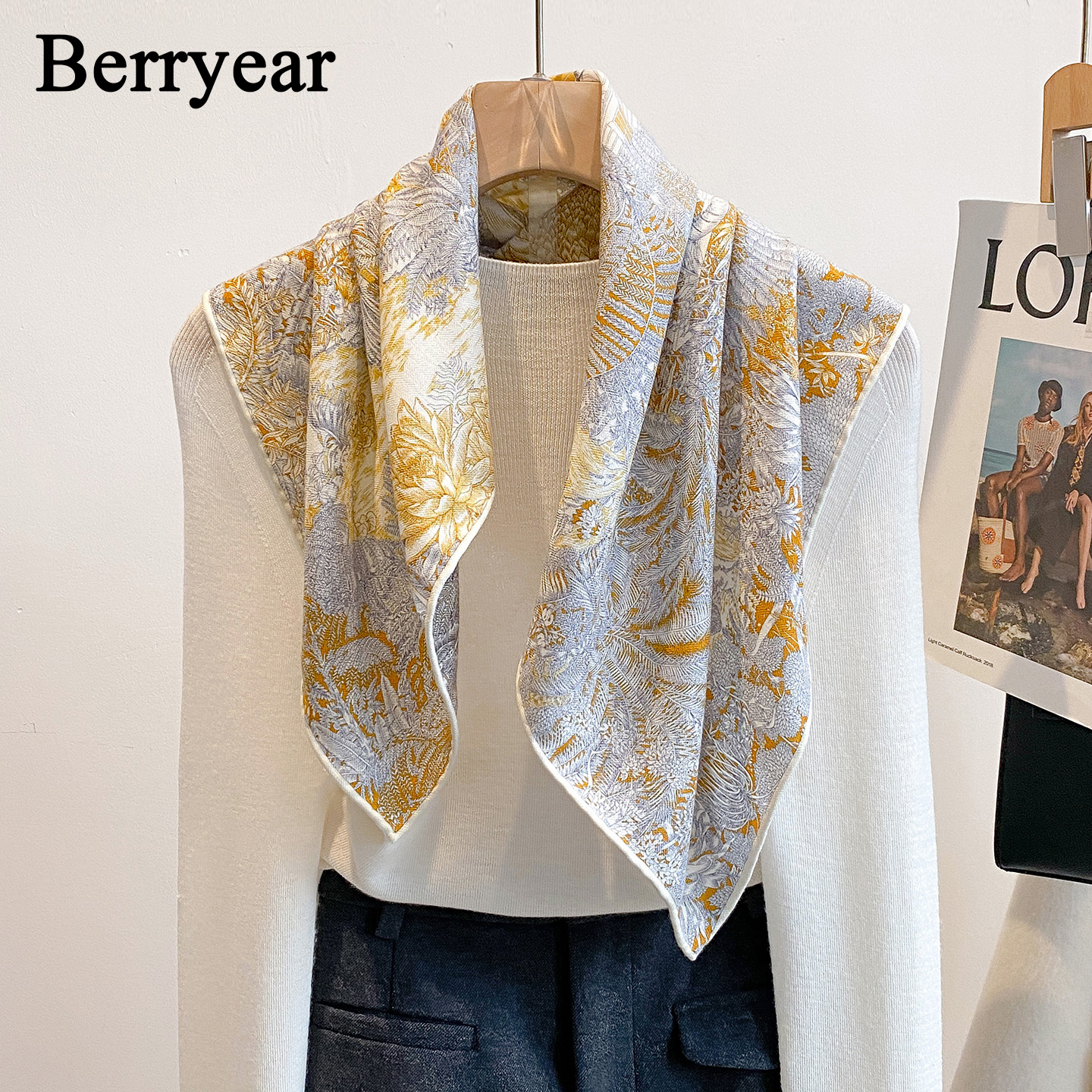 真丝羊毛围巾方巾丝巾披肩女外搭