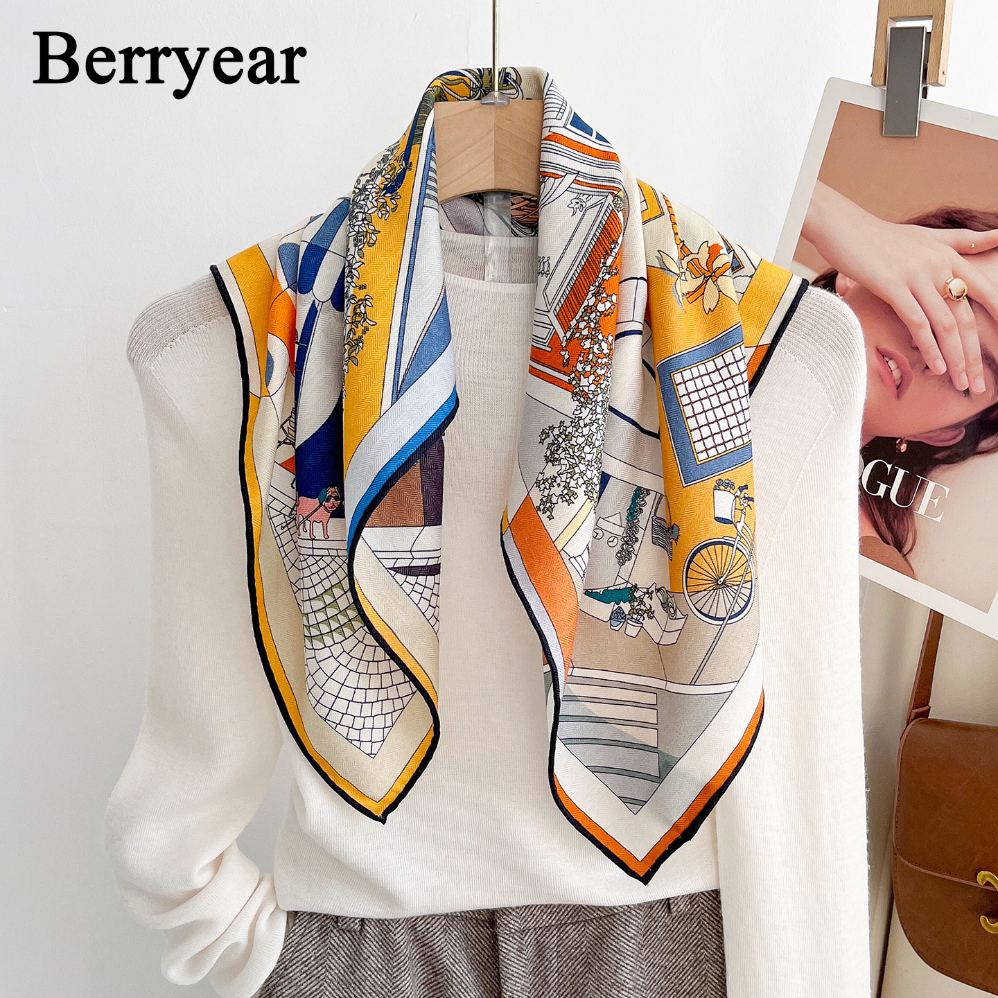 真丝羊毛方巾丝巾高级感丝毛围巾