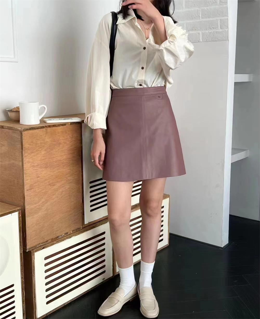 短裙A字裙韩版ins显腿长水洗PU皮