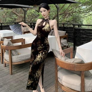 高级感旗袍女人味无袖 连衣裙 复古改良气质收腰修身 显瘦性感新中式