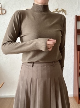 贷款2025新款半高领毛衣女秋冬内搭打底衫宽松慵懒风针织衫上衣