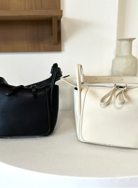 loan 2025新款真皮女包牛皮水桶包包通勤复古腋下单肩斜挎包小包