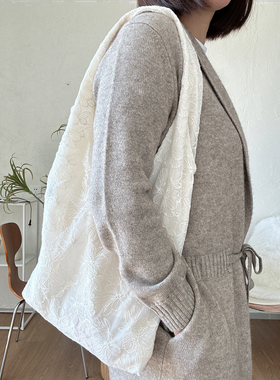 loan七只布袋原创设计韩系温柔风~简约百搭蕾丝单肩女生包包