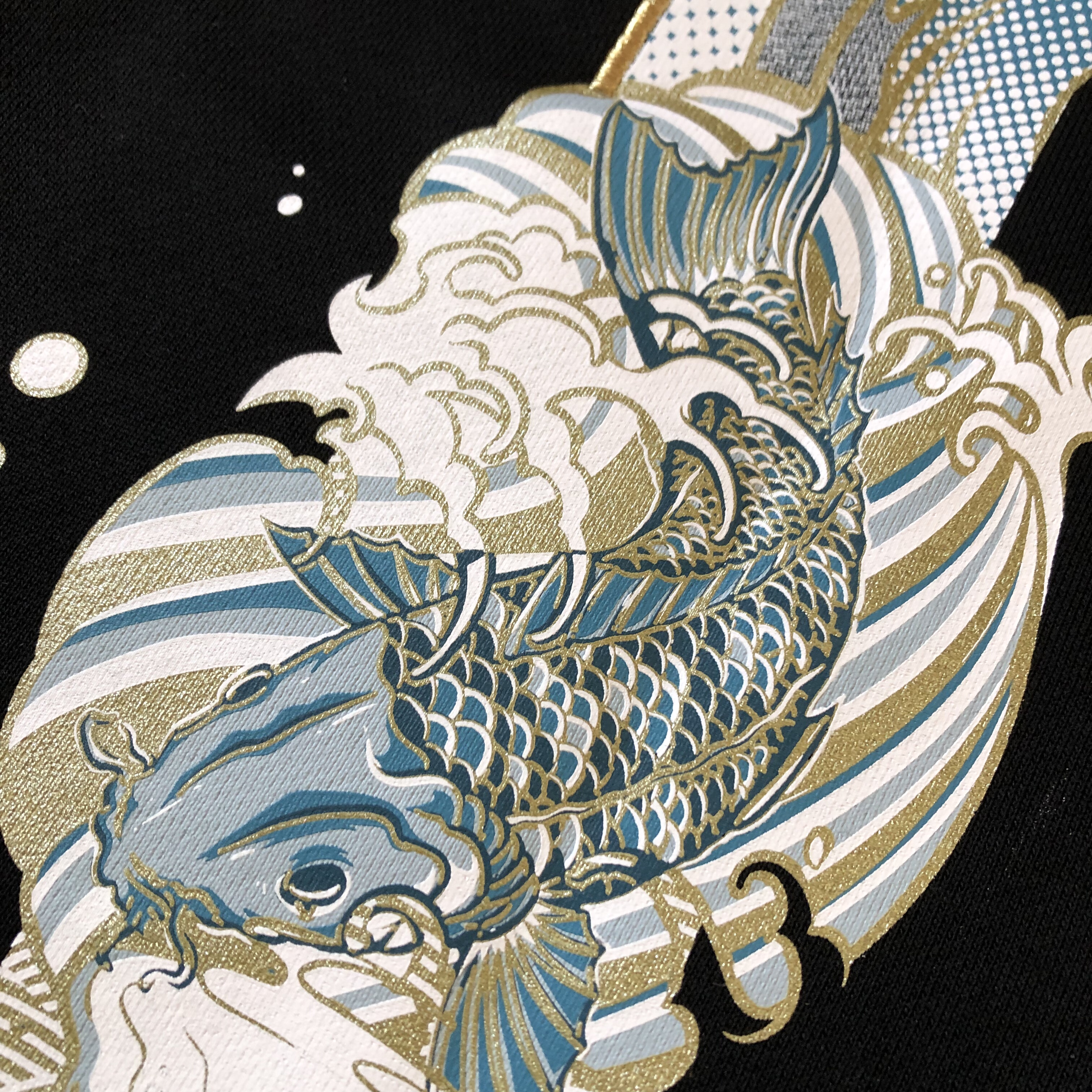 杂款 韩国订单 男士重工金线刺绣 锦鲤烫金印花圆领长袖套头卫衣