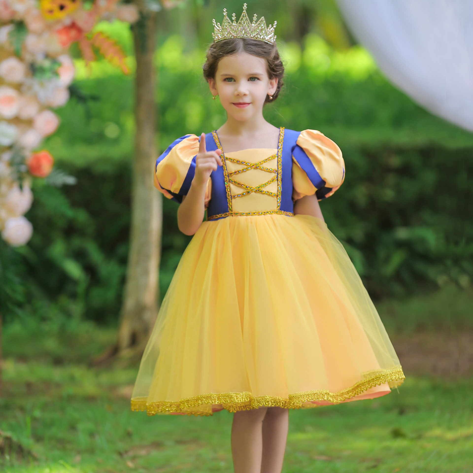 欧美热销女童礼服连衣裙万圣节系列白雪公主短款网纱裙女孩演出服