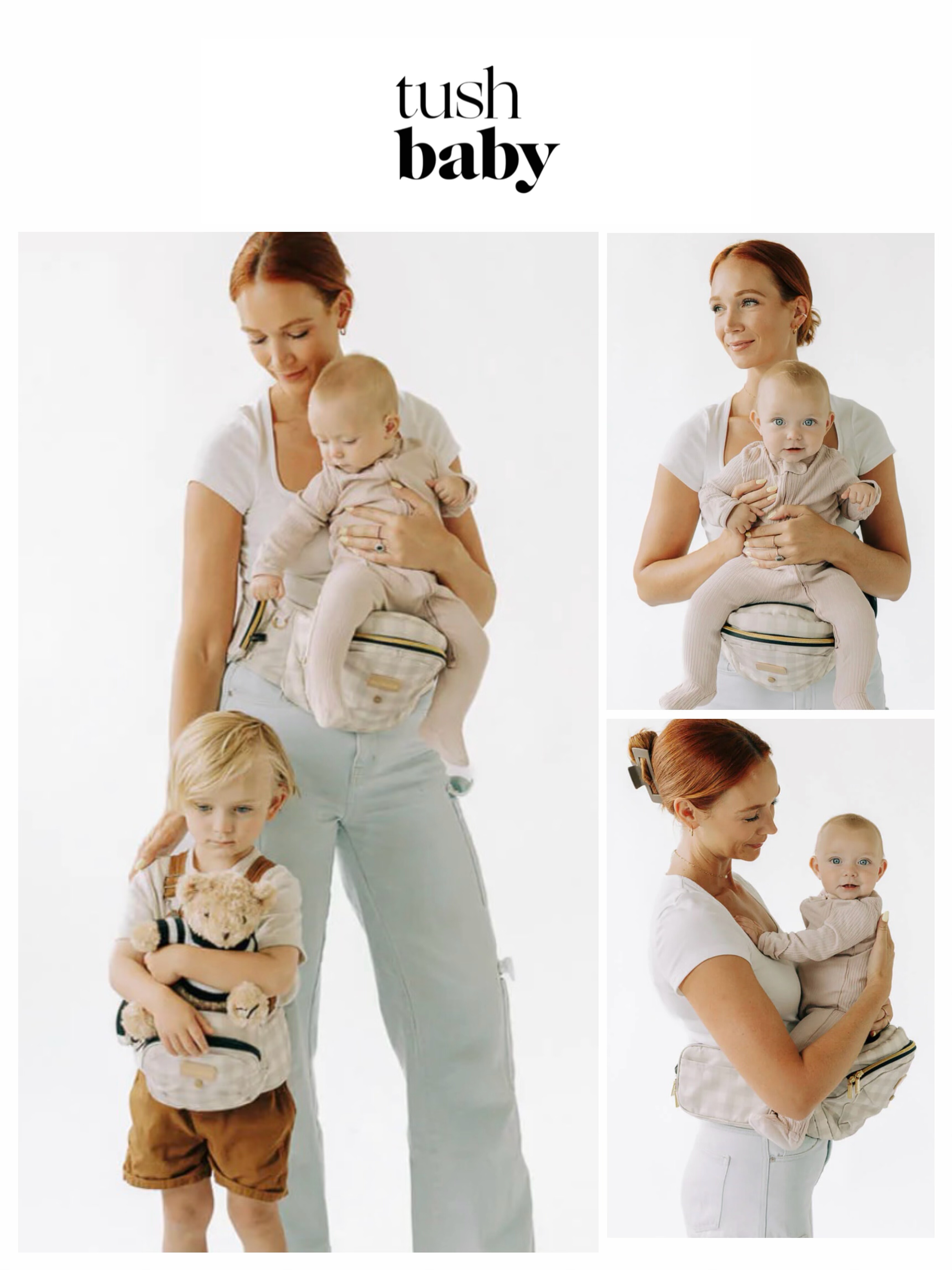 美国tushbaby白色腰凳多功能婴幼儿轻便四季背带宝宝抱凳抱娃神器