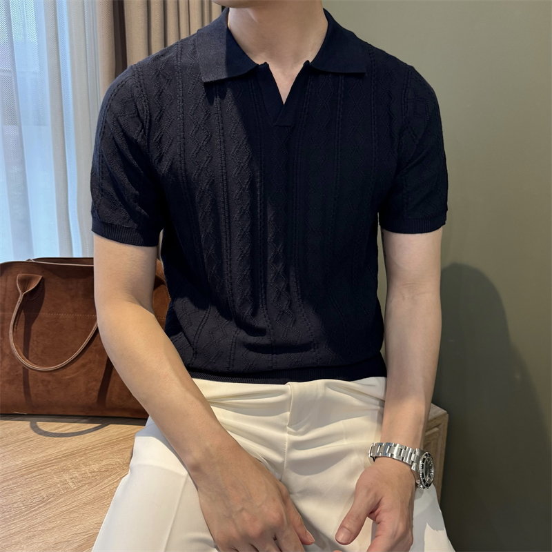 夏季通勤透气短袖Polo衫男