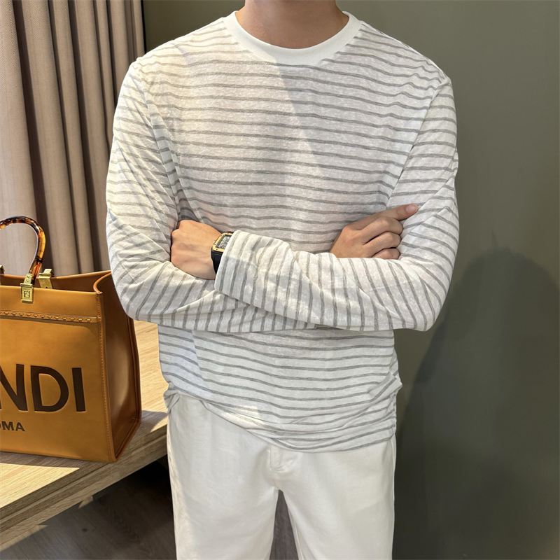 NR先生【亲肤】韩版条纹透气防晒t恤男休闲宽松慵懒潮流时尚体恤