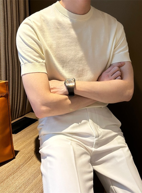 NR先生夏季休闲圆领纯棉男士T恤经典圆领透气百搭纯色短袖针织衫