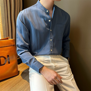 男士 衬衫 带口袋设计感简约宴会衬衣潮 长袖 NR先生轻熟休闲立领扣式