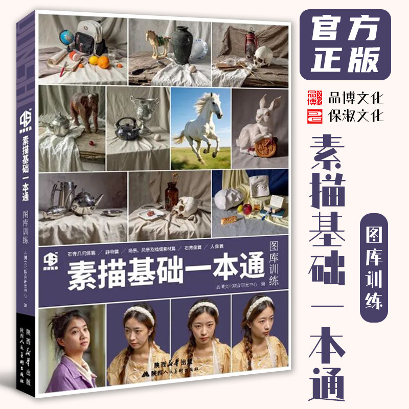 素描基础一本通图库训练 2026品博文化石膏结合人物头像静物结构大关系完整稿临摹范本美术高考联考教材教程书籍