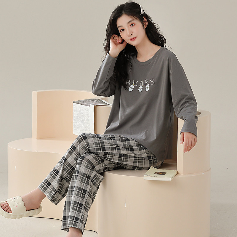 纯棉家居服可外穿女士睡衣套装