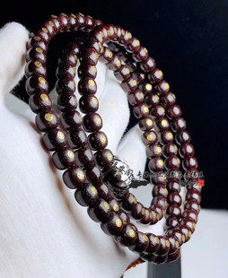 福安阁 朱砂供星月菩提子108手串高抛玻璃光镶嵌万字松石男女手链