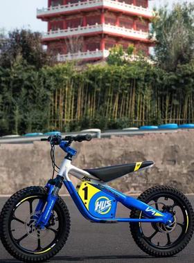 Hus儿童电动车摩托车16寸轮两轮越野车可坐大人卡丁车玩具车