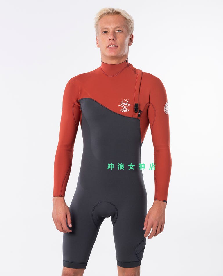 RIP CURL 2mm长袖连体短裤冲浪防寒服湿衣潜水服深潜秋冬季保暖男