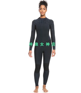 Roxy3mm4mm冲浪全身防寒服湿衣潜水服浮潜背后拉链黑色女 wetsuit