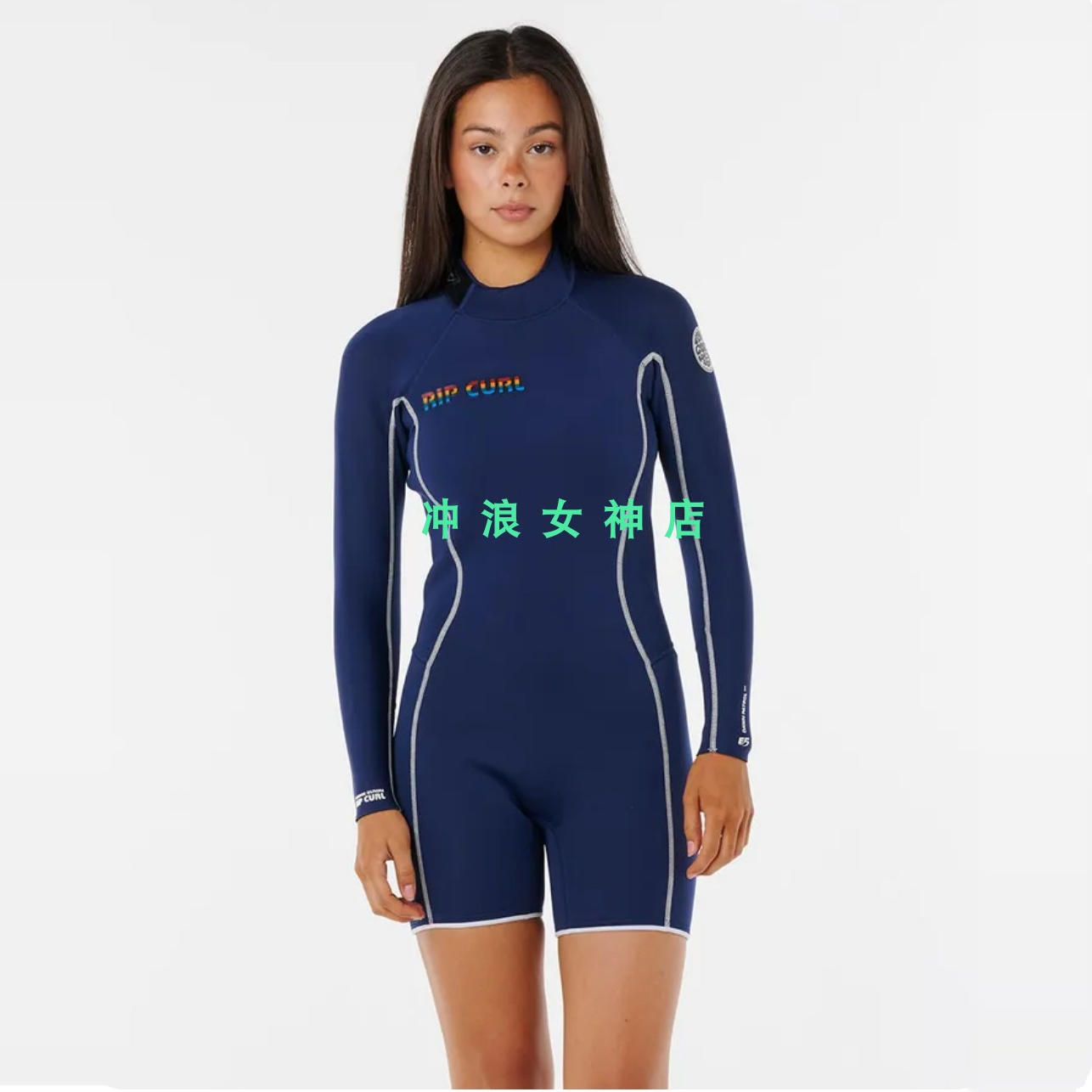 Rip Curl2mm冲浪防寒服潜水服湿衣半身长袖防晒女surf Springsuit