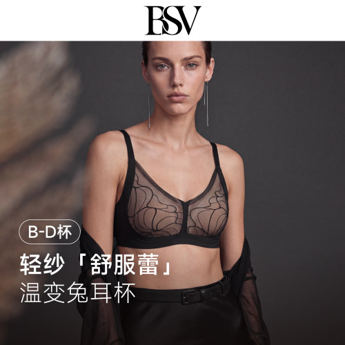 BSV霞黛芳大胸显小蕾丝网纱绣花内衣女夏薄款收副乳防下垂文胸