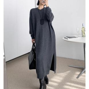 淡雅如梅高奢羊绒羊毛_ROW风纸片人高开叉OP针织连衣裙