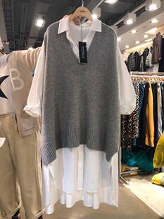 山羊绒百搭宽松大V领针织毛衣背心马甲女 新款 韩版 2020春季