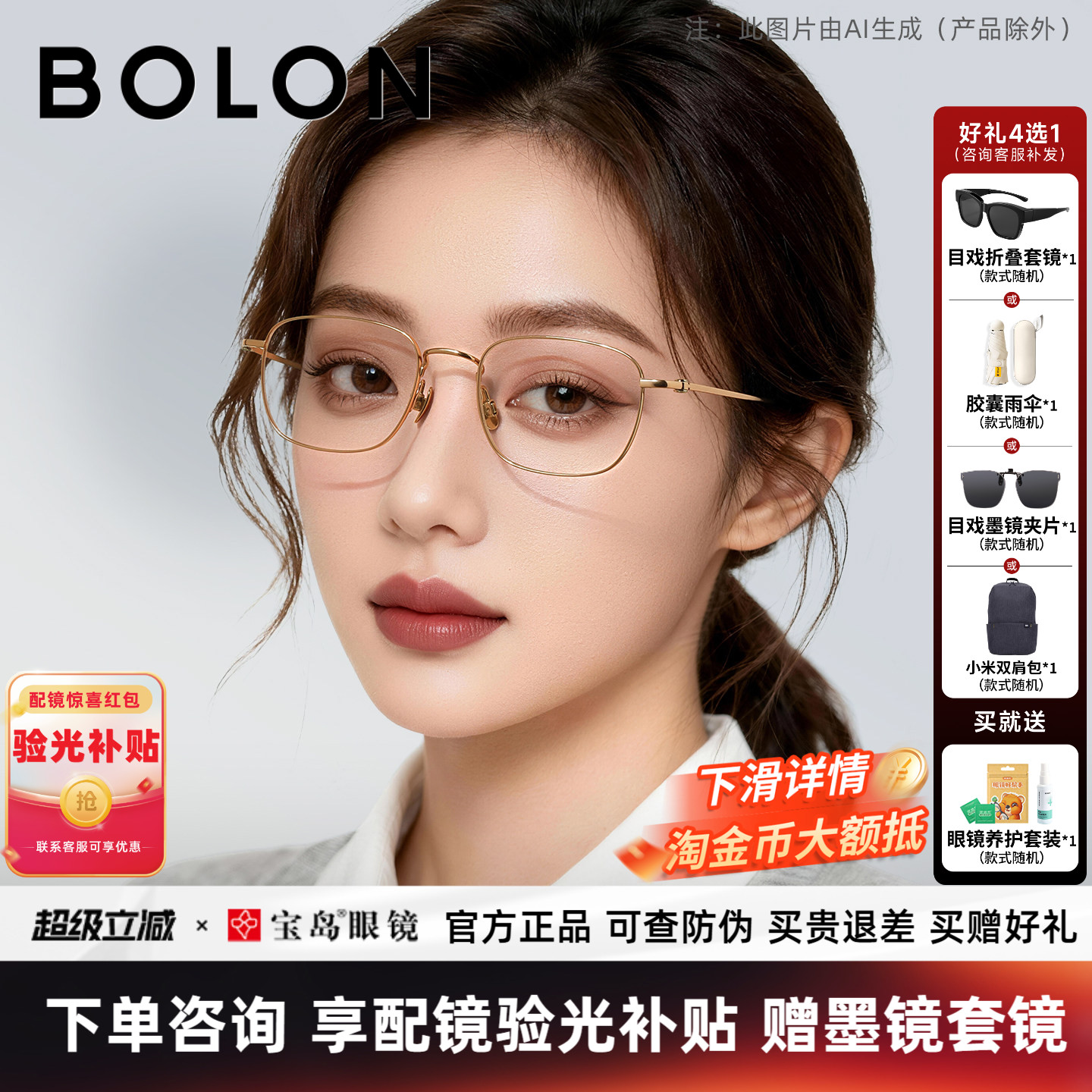 暴龙方框近视眼镜框女钛合金镜腿小框光学镜架男可配度数BT1616