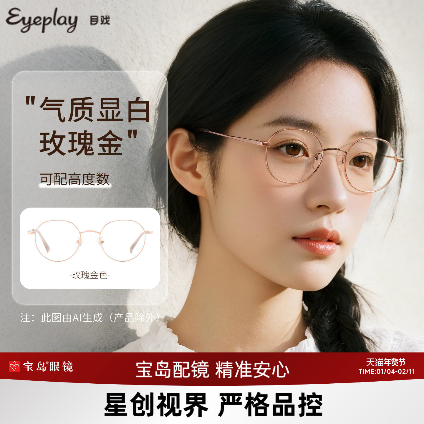 目戏近视眼镜小框圆框可配度数可选防蓝光镜片眼镜框镜架女1045,ZIPPO/瑞士军刀/眼镜,定制成品光学镜,淘宝优惠券,粉丝福利购,淘宝优惠卷