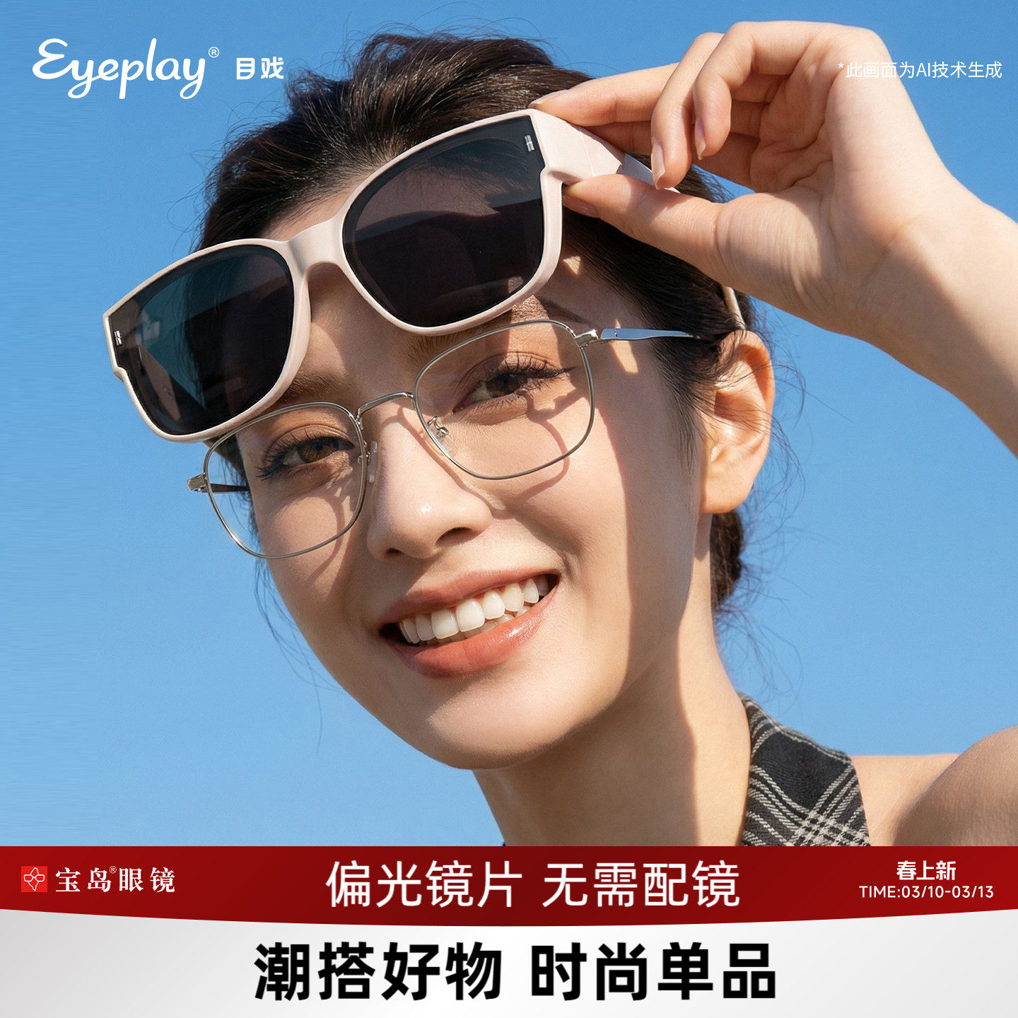 目戏套镜近视太阳镜白框墨镜女士偏光防紫外线男开车眼镜非夹片