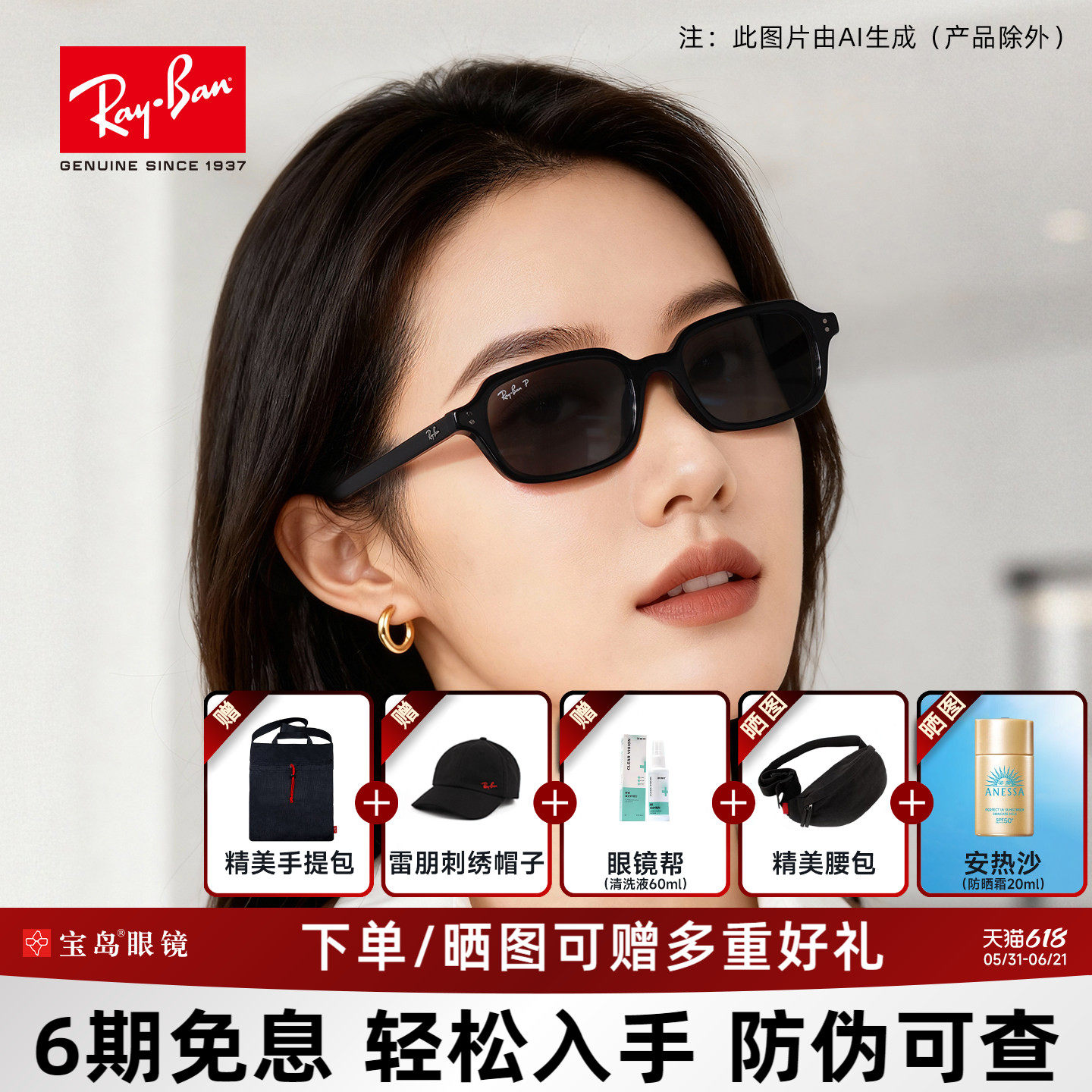 RayBan雷朋官方新款时尚墨镜男复古窄框可配近视太阳镜女0RB4455F